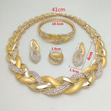 Kingdom Ma India Necklace Earring Ring Bracelet Sets For Women Gift African Bridal Wedding Gifts Jewelry Sets Gold Color Big Set